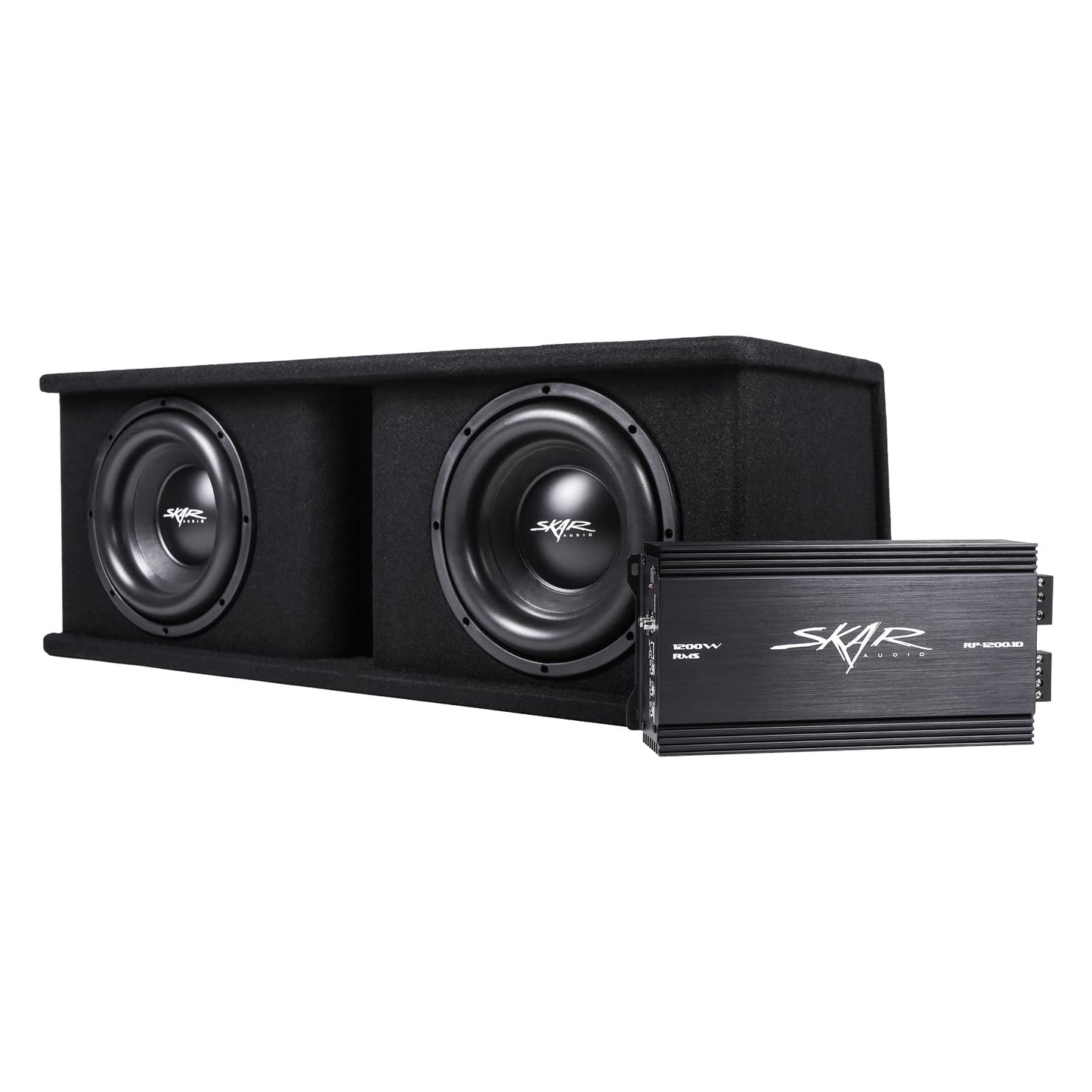 Skar Audio Dual 10" Complete 2,400 Watt SDR Series Subwoofer Bass Package - Includes Loaded Enclosure with Amplifier
