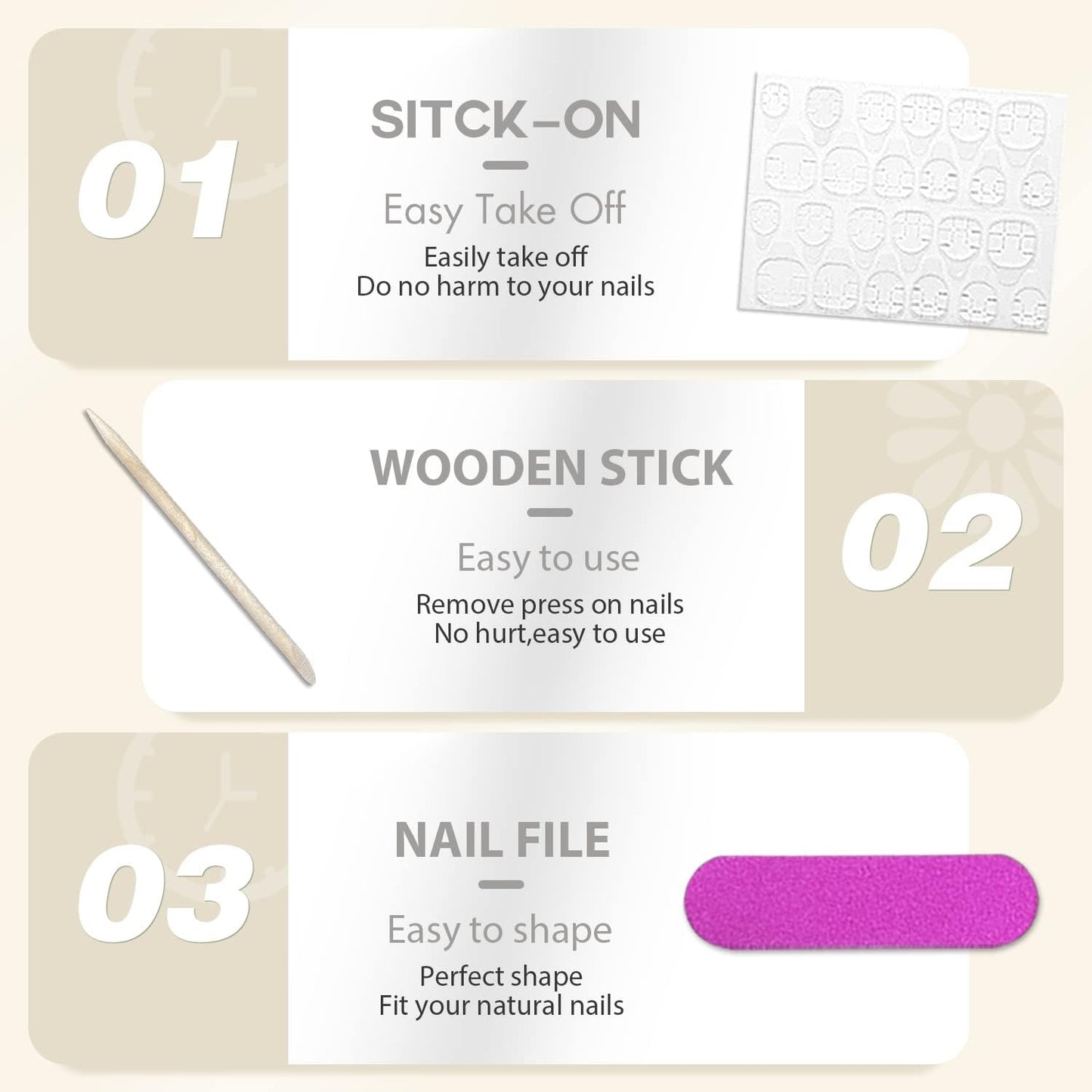 KQueenest Dusty Pink Long Medium Press on Nails Coffin Nails Press Ons Pale Glossy Gel Full Cover Long Fake Nails For Women, Thick Square Tip Nails Acrylic False Nails Set for Daily & Wedding, 24 Pcs