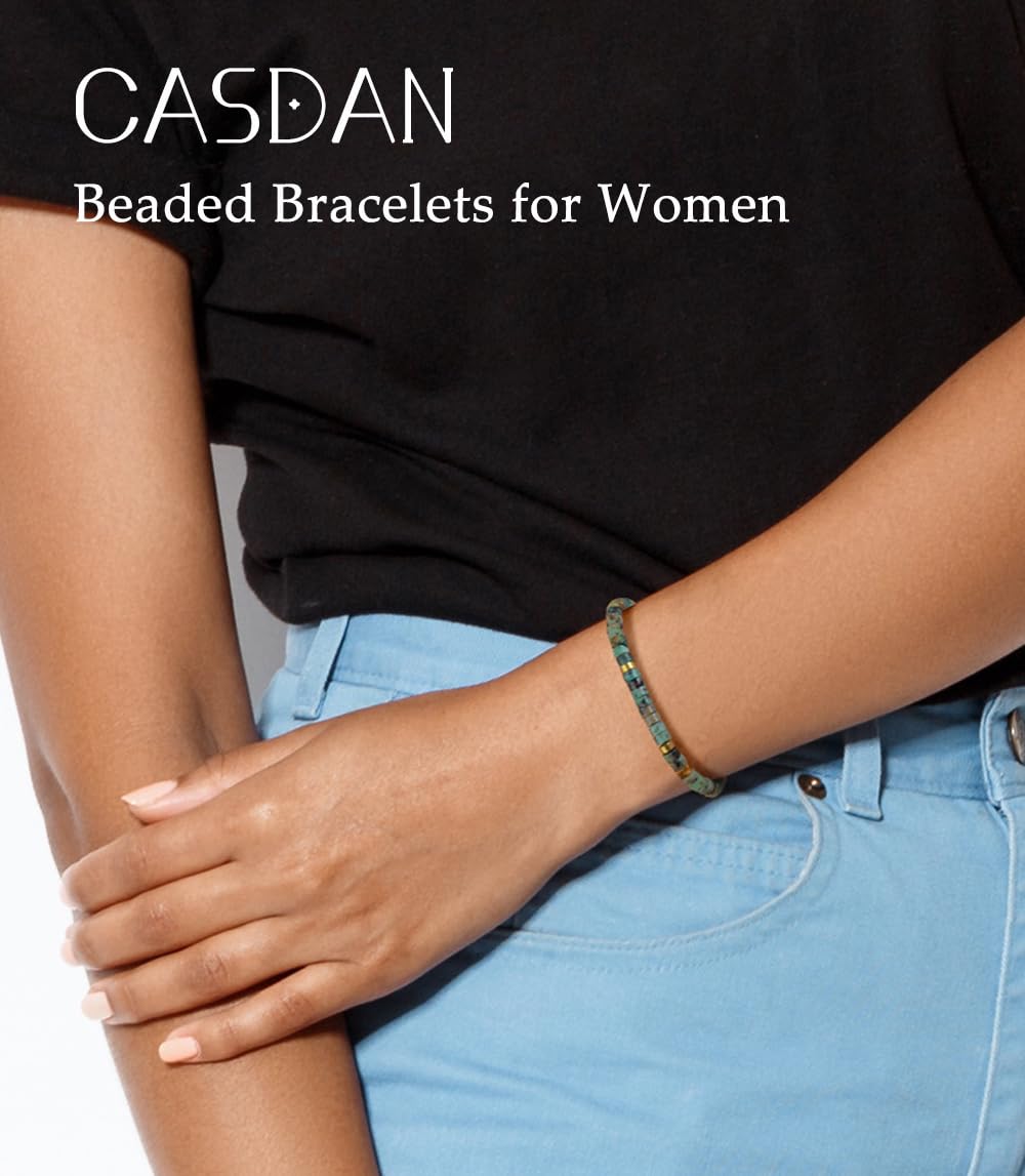 CASDAN Natural Crystal Healing Beaded Bracelet for Women Natural Stone Adjustable Braided Rope Bracelets Spiritual Inspirational Gifts Bracelets