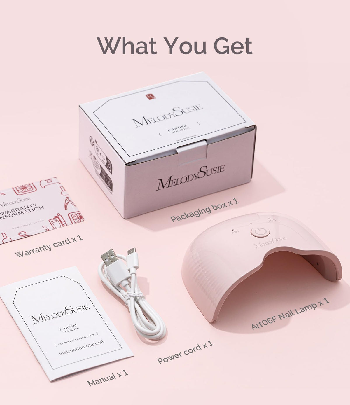 MelodySusie Mini LED UV Nail Lamp with Lightweight Design, P-ART06F Nail Dryer with Simple Button Control Cures All Soft Gels at Home, Especially Half-Cured Gel, Base Coat & Top Coat Pink