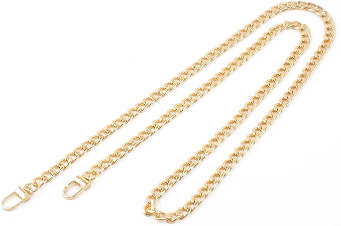 Gold Purse Chain Strap, 47.2 Inch Replacement Bag Chain Strap, Metal Braided Chain Strap for DIY Handbag Shoulder Crossbody Bag(Gold)