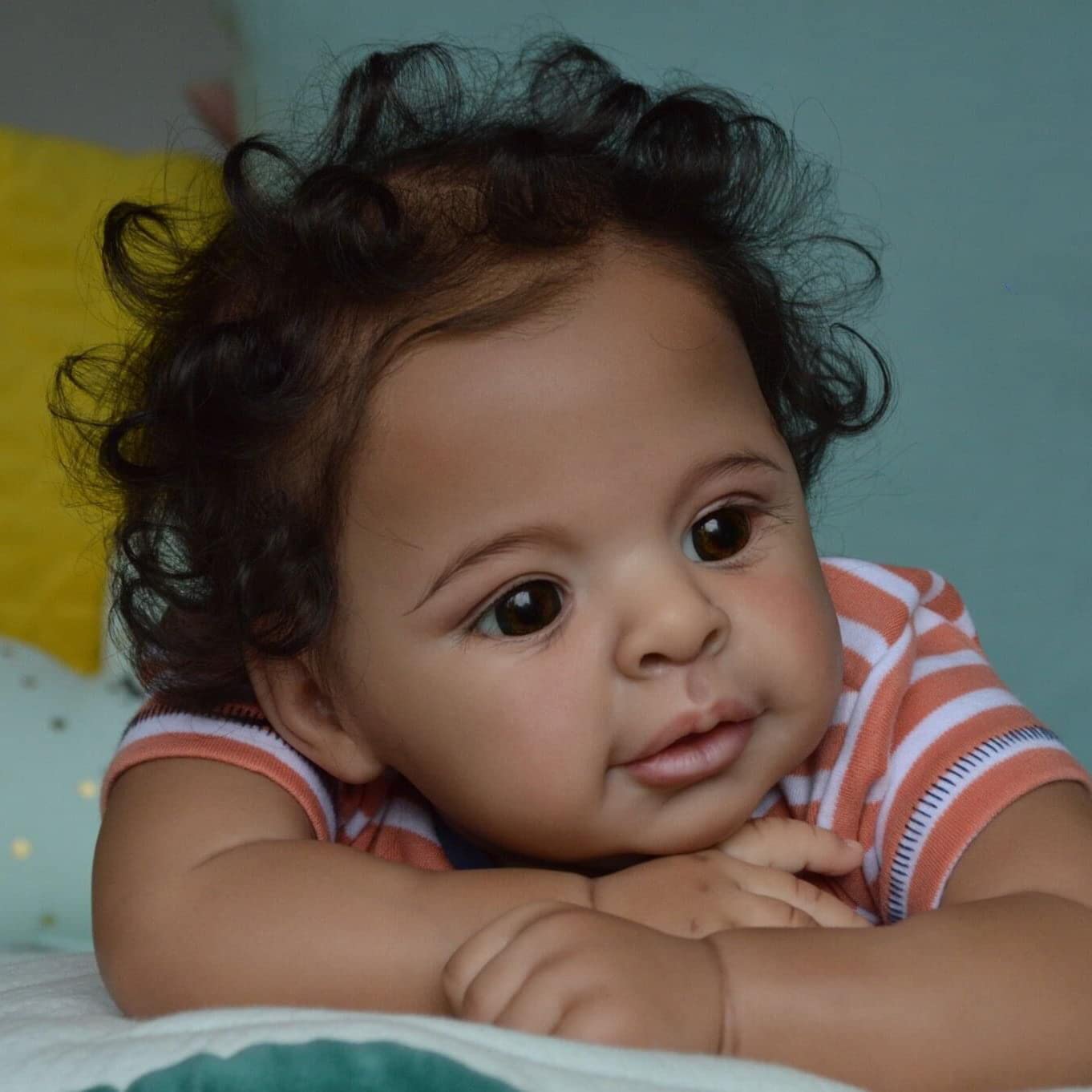 kgniess me Lifelike Reborn Baby Dolls Black Girls Anthony Reborn Doll Girls 21-Inch Soft Body Realistic African American Newborn Baby Doll Real Life Baby Dolls Gift Box Toys for Kids Age 3+