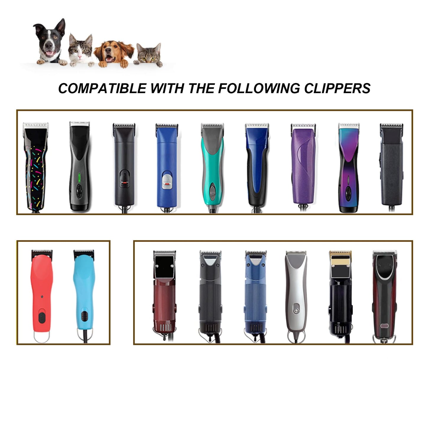 DODAER 13pcs Pet Dog Grooming Clipper Stainless Steel Blade Kit,Compatible with Andis/Oster A5,Wahl KM10 Series
