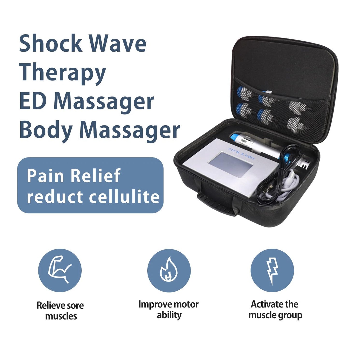 Extracorporeal Shockwave Therapy Machine for Deep Tissue Pain Relief Shock Wave Device with 7 Massage Heads for Plantar Fasciitis,Sports Injuries Non-Invasive Focused Shockwave Machine