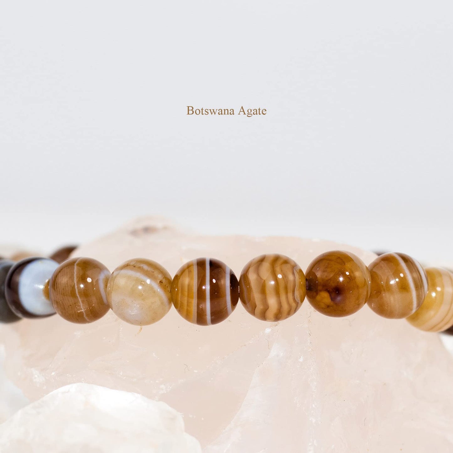 DAZCOLO 8mm Natural Gemstone Stretch Bracelet, Handmade Unisex Crystal Bracelets for Meditation, Yoga, Spiritual Healing & Positive Energy (Botswana Agate)