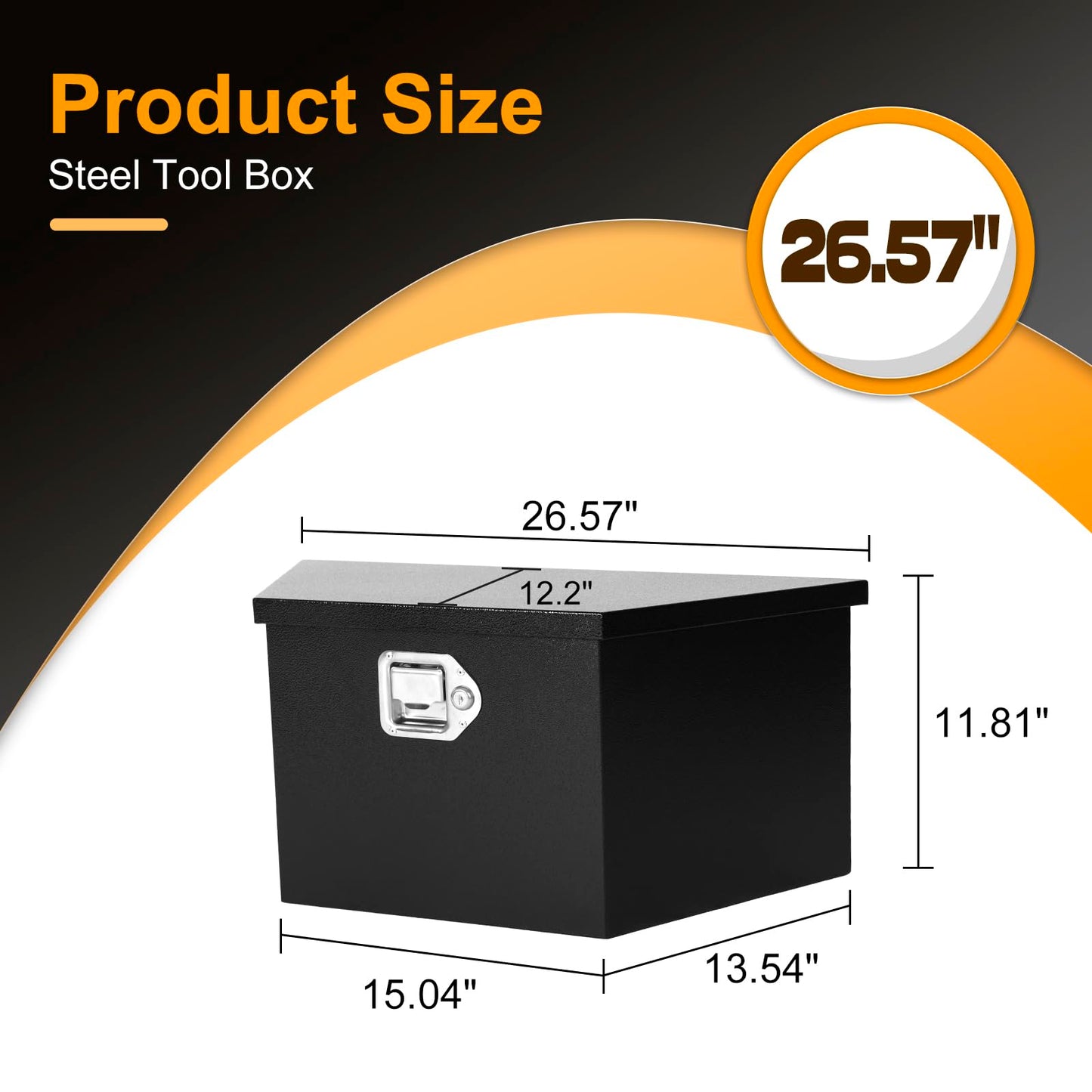 COOLBAG Trailer Tongue Tool Box, Steel Storage Truck Tool Box,26.6 x 13.6 x 11.9 Tool Chest Organizer w/Lock and Keys For Pickup,Truck Bed, RV, Trailer,Heavy Duty Waterproof Black box