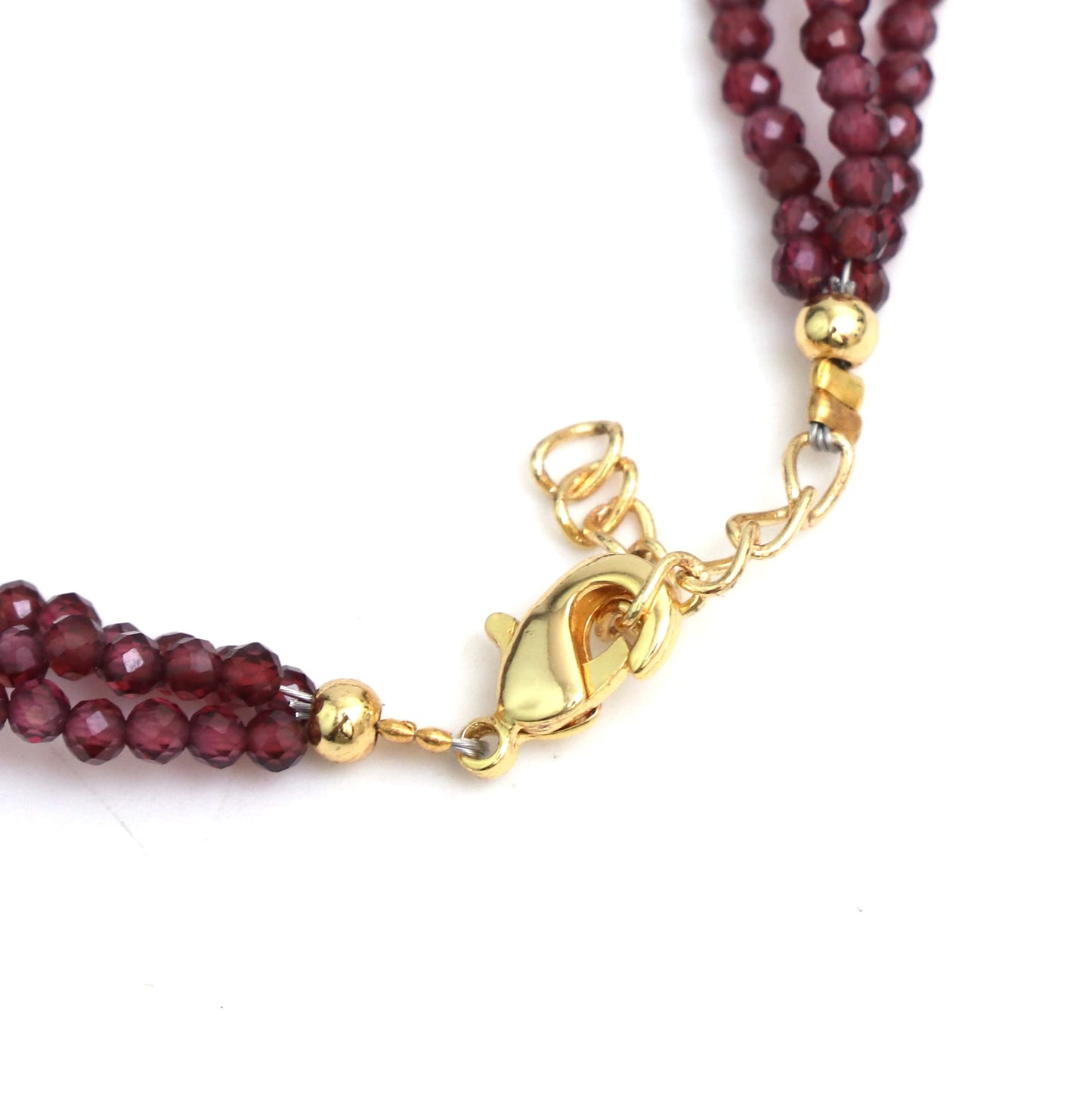 Gempires Real Red Garnet Beaded Bracelet Multi Strand Handmade Jewelry January Birthstone Gifts Hypoallergenic 8 Inch Gold Plated Lightweight Dainty Minimalist Bracelets Gifts for Her