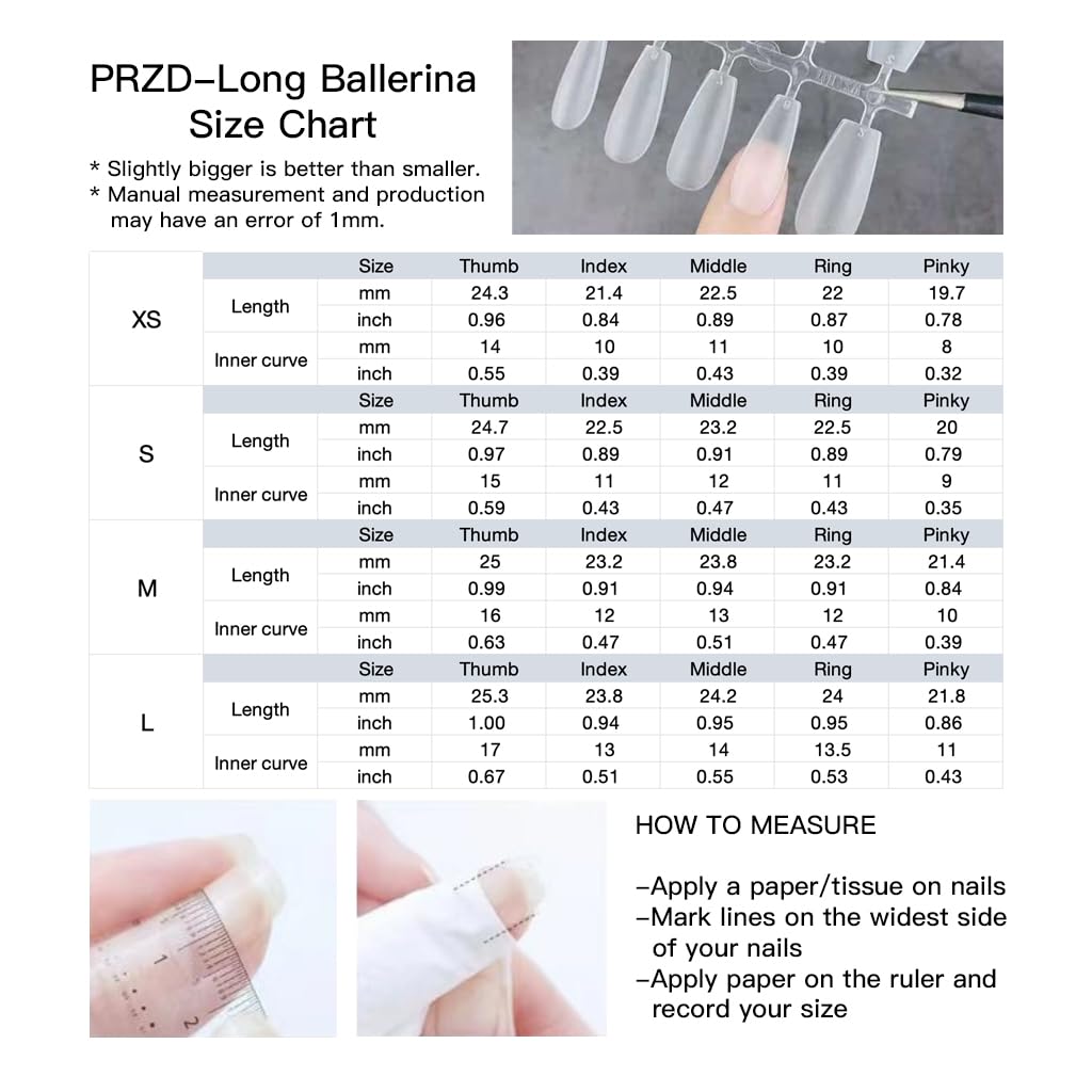 GLORS Long Ballerina Press-on Nails, Pink French Style with Rhinestones, Coffin Shape, Handmade False Nail 10 Pieces (Large,LB)