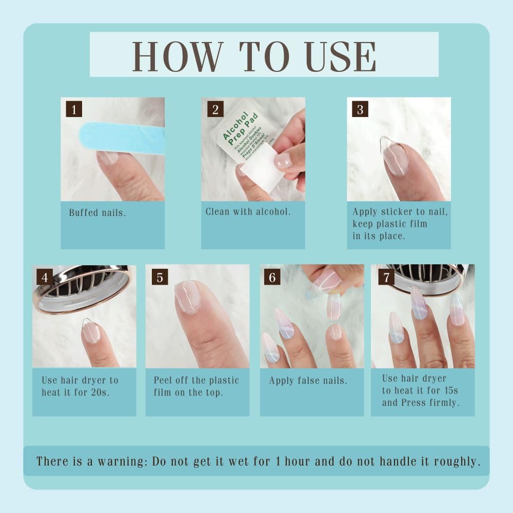 Azilaz Press On Nails, Nude Pink Ombre Almond Shape, Handmade,XS-XL Sizes, 10-Piece Set(Small)