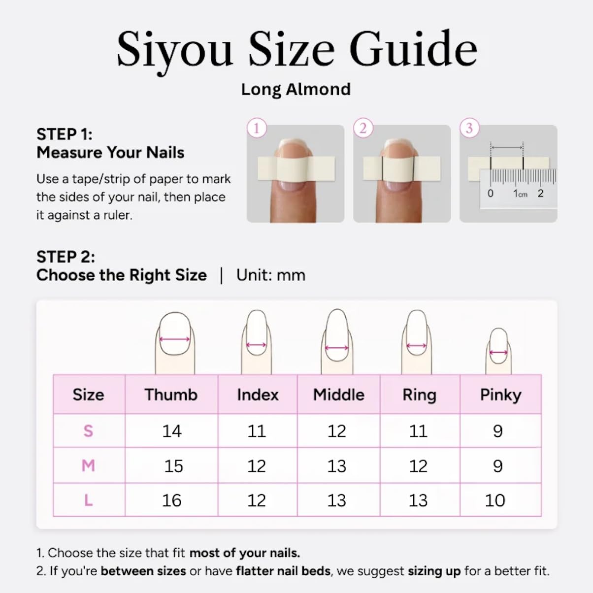 SIYOU Beauty | Gemstone French | Light Brown and White French Tip Rhinestone Long Almond Press On Nails for Women (Small) - Reusable, Salon-Quality Fake Nails (10pc)