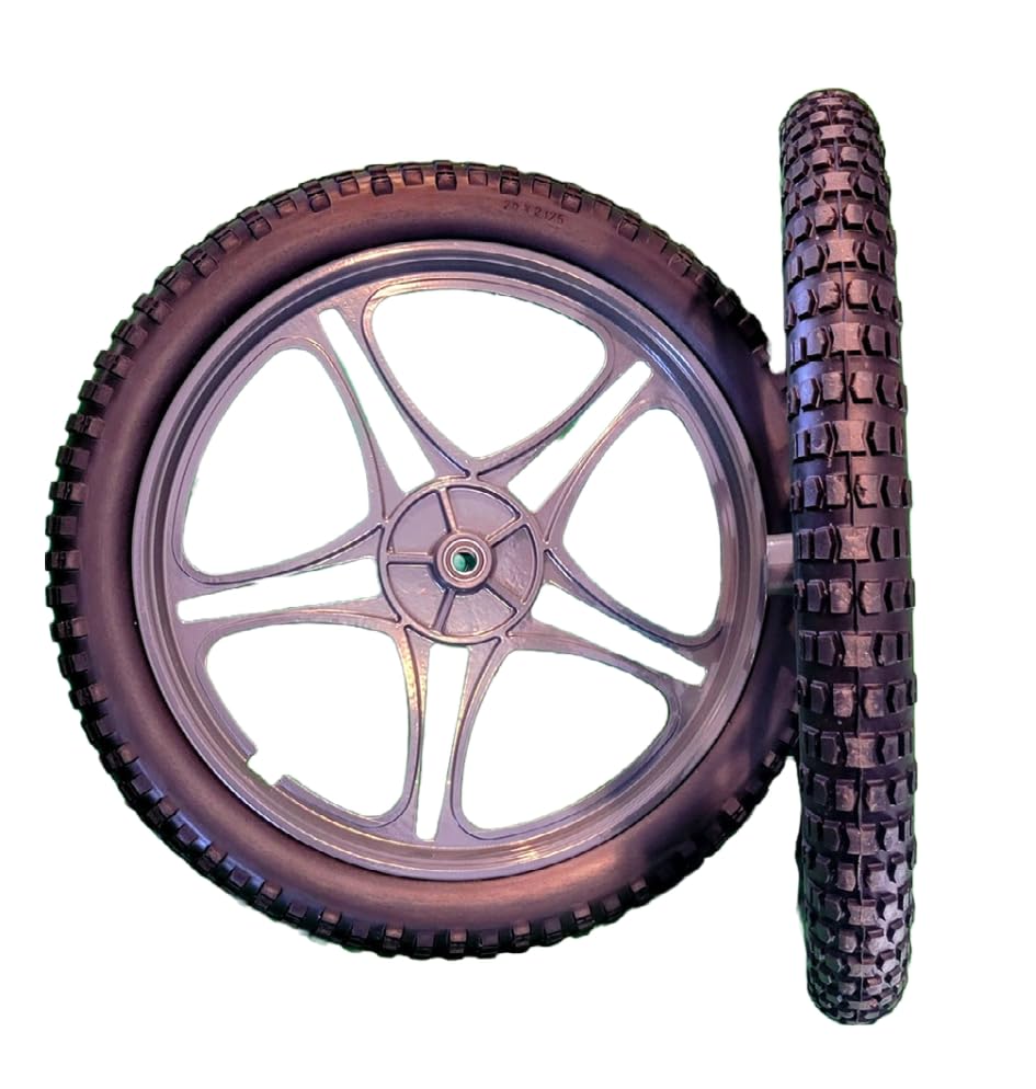 20 inch Tire & Aluminum Wheel for Utility or Game Cart (two pack) Extra Strong and Light, Solid NO flat tires, Dual Sealed Ball Bearings for durability, Ideal replacement wheels
