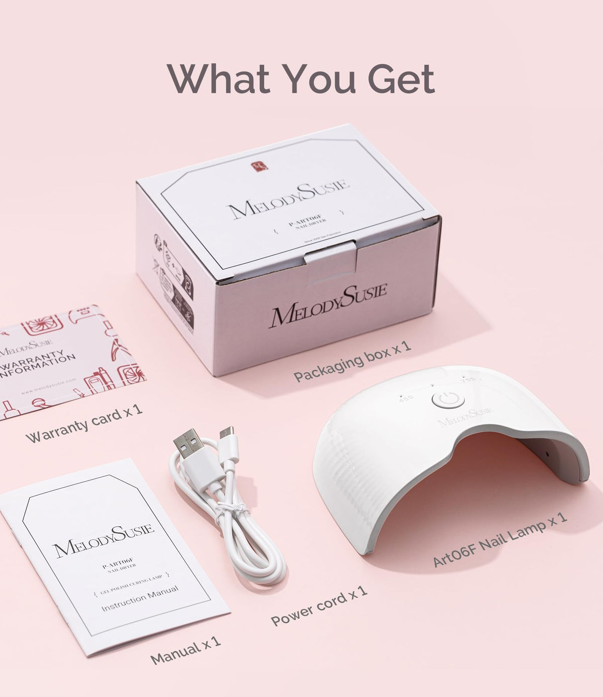 MelodySusie Mini LED UV Nail Lamp with Lightweight Design, P-ART06F Nail Dryer with Simple Button Control Cures All Soft Gels at Home, Especially Half-Cured Gel, Base Coat & Top Coat White