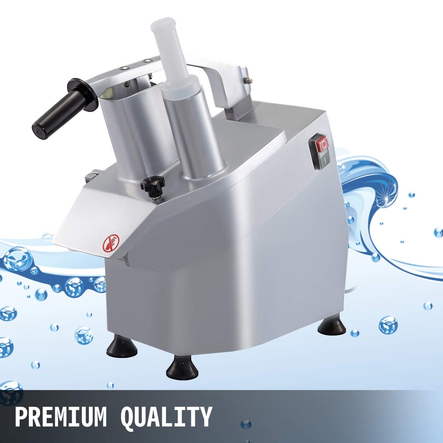VEVOR Commercial Food Processor 2 Feeding Holes, 550W Electric Vegetable Slicer 1600 RPM, Stainless Steel Vegetable Processor Detachable 6-blades, 3mm/4mm/7mm Shred, 2mm/4mm Slice