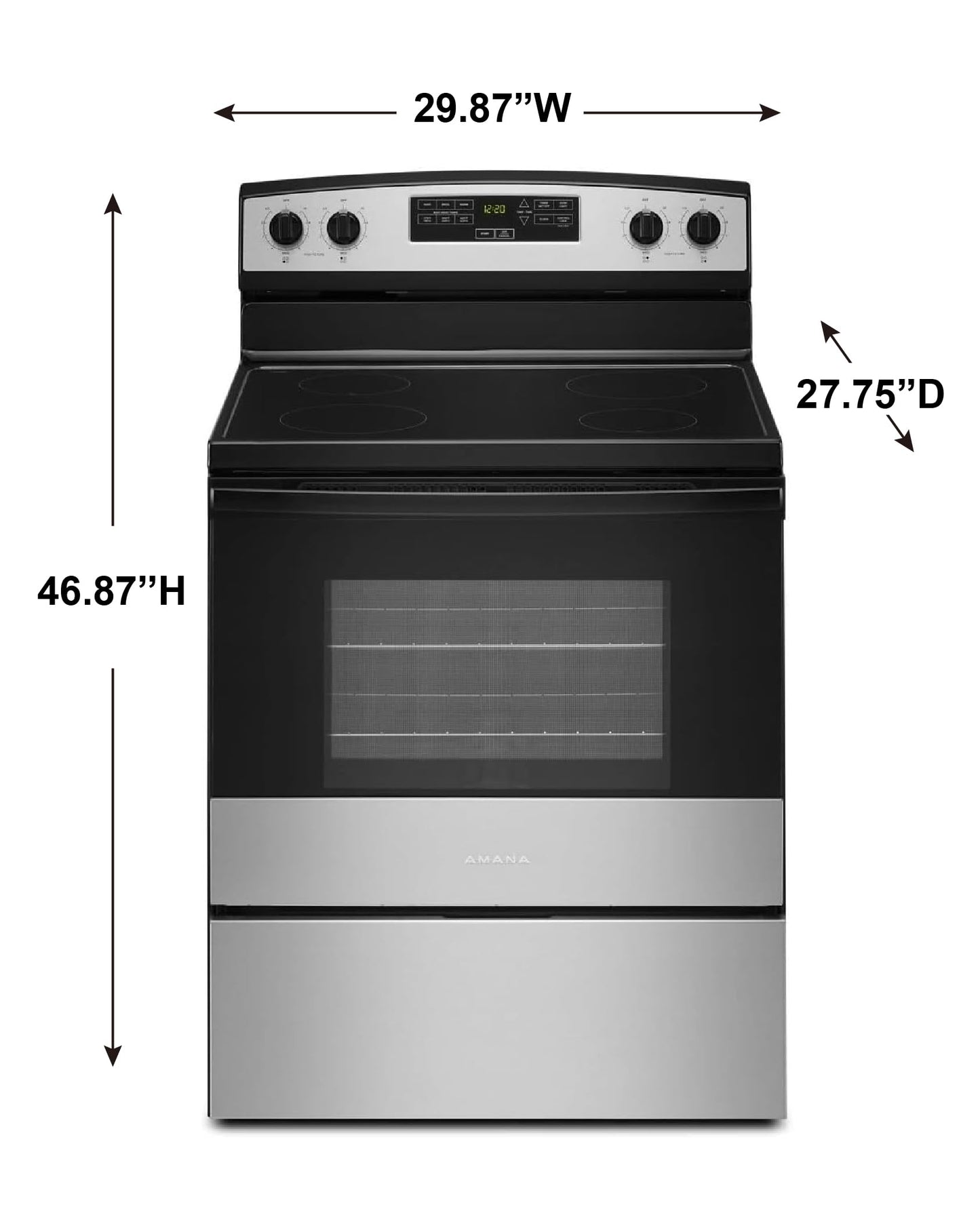 AMANA 30 in. 4 Burner Element Freestanding Electric Range in Stainless Steel