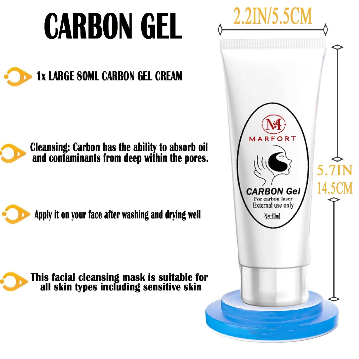 Marfort Carbon Peel Cream Gel for Facial Skin Rejuvenation Black Doll Deep Cleaning with Carbon Gel Safe & Effective(80ml)
