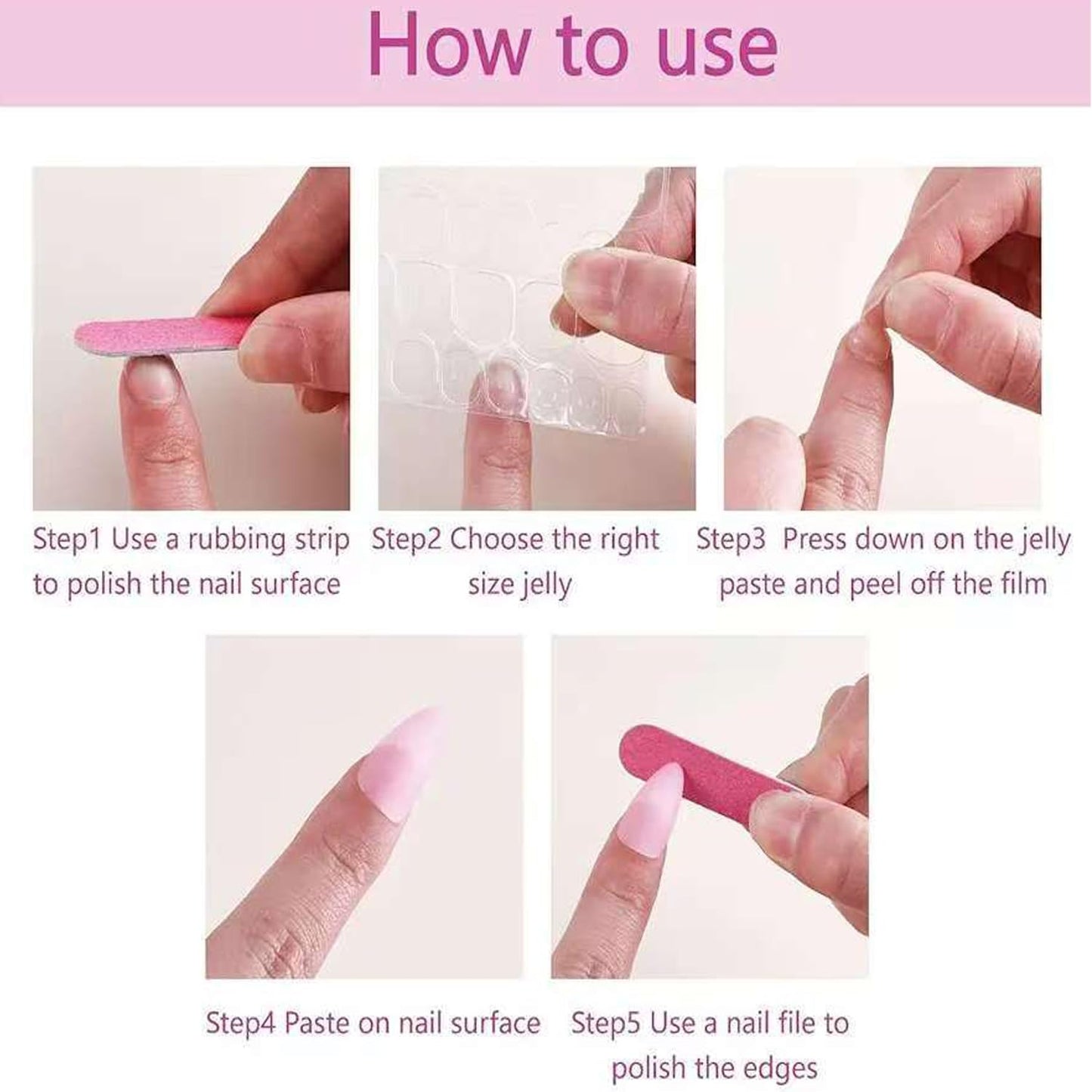 TBRZTR 24Pcs Press on Nails Medium Almond Artificial Acrylic False Nails French 3D Star Bow with Rhinestones Pearl Stick on Nail Full Cover Reusable Coffin Artificial Fingernails for Women Manicure