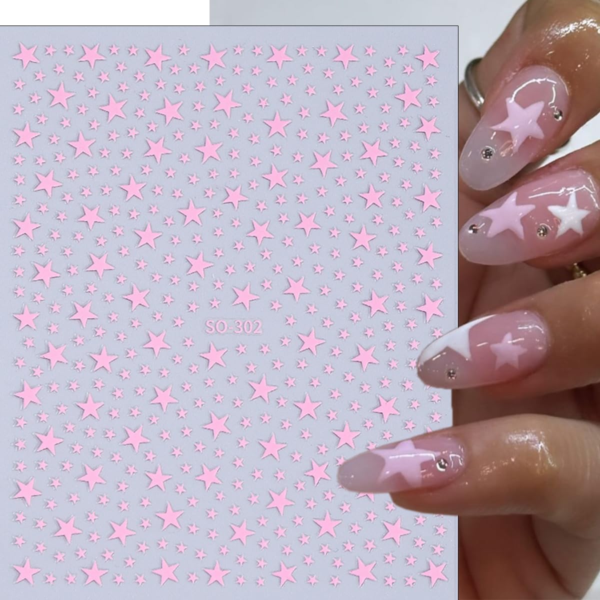 6 Sheets Self Adhesive Star Nail Stickers for Nail Art 3D Mini Glitter Gold Silver White Red Black Stars Nail Decals Starlight Independence Day Nail Art Stickers for Women DIY Star Nail Decorations