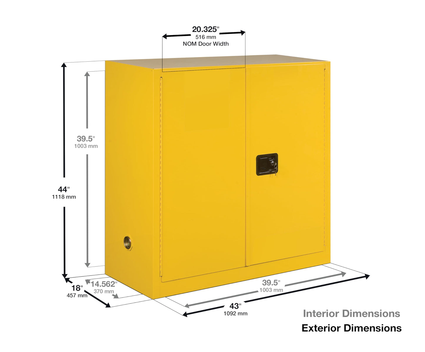 Eagle American Made 30 Gallon Flammable Liquid Storage Cabinet, Manual-Close Fireproof Cabinet for Schools, Garages, Manufacturing Facilities, 43" x 18" x 44", 1932X