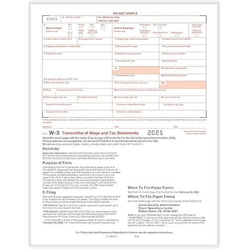 W2 Forms 2025 Income Set with envelopes, 6 Part 50 Employees Legal Laser Tax Forms kit and 6 W3s Transmittal Forms with 50 Self Seal Envelopes, Great for QuickBooks and Accounting Software