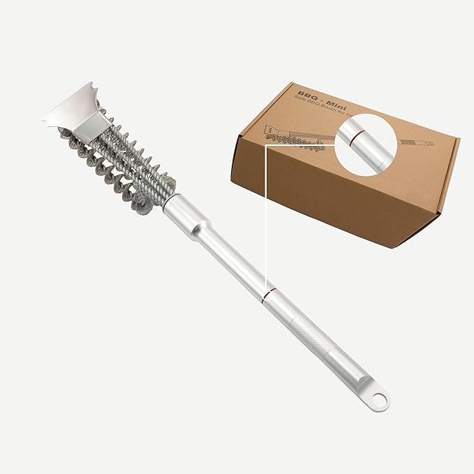 Grill Brush with Scraper Bristle Free â Stainless BBQ Grill Brush for Outdoor Grill with Removable Metal Handle, Safe Grill Accessories for Gas/Charcoal Grill - for Home, Camping, Backyard