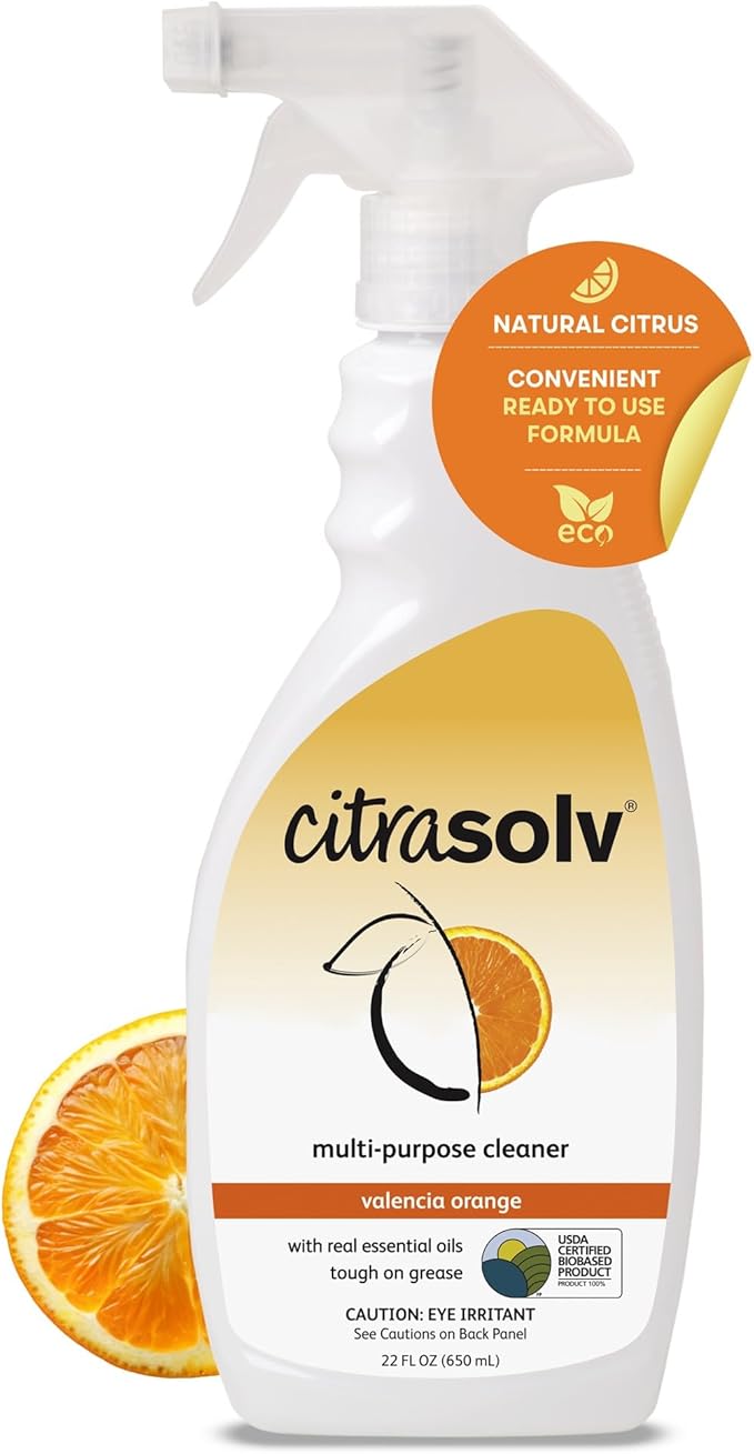 Citra Solv All Purpose Cleaning Spray â Powerful Citrus Degreaser for Kitchen & Bathroom, Multi-Surface Cleaner, No Harsh Chemicals, Valencia Orange 22oz
