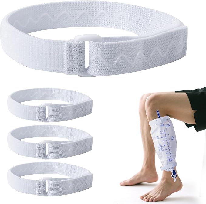Anti-Slip Catheter Leg Bag Strap, 16 in / 40 cm | Silicone Grip, Adjustable Hook-and-Loop | Calf Placement for Foley Urinary Drainage Bags | Reusable, Washable