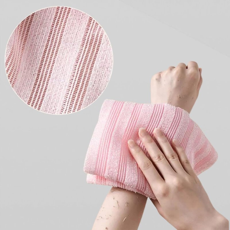 Blissal Exfoliating Shower Towel, 2-in-1 Exfoliating Towel, Premium Scrub Wash Cloth for Body Face, Blissal exfoliatings Towels-Body Scrubber with 2 Sides for All Skin Types (Black+Pink)