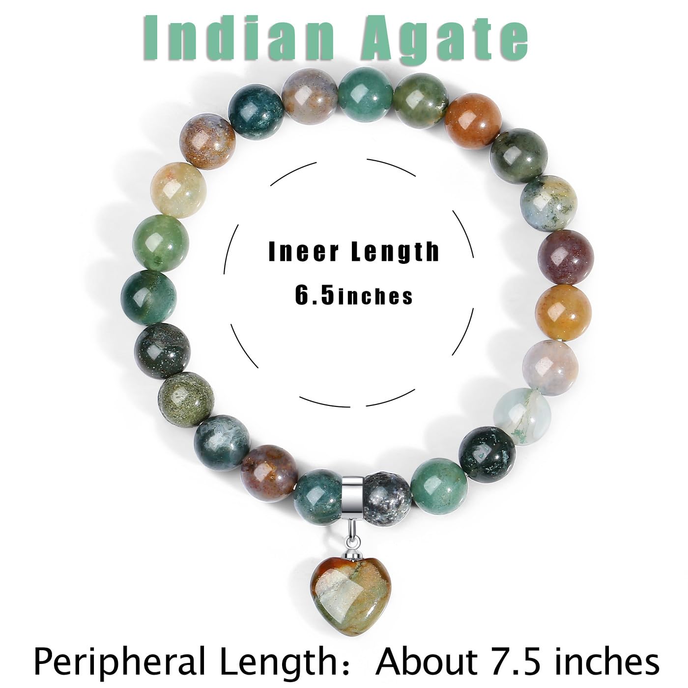 MAIBAOTA Stone Bracelets for Women 8 mm Beaded Bracelets for Women Love Heart Bracelet Jewelry, Crystal Gifts for Christmas Birthday Valentine's Day Anniversary