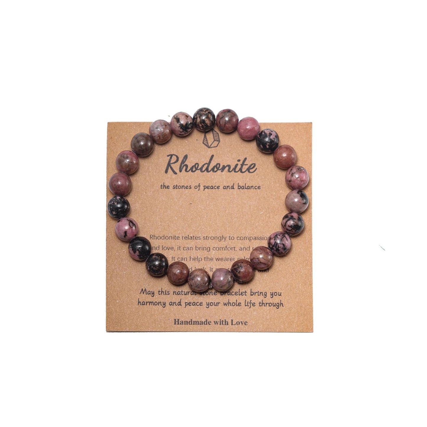 Pingyongchang Stress Relief Anxiety Yoga Bracelets,Healing Crystal Mantra Bracelets for Women Inspirational Natural Stone Jade Bracelet Birthday Valentine's Day Christmas Gifts for Men-Rhodonite