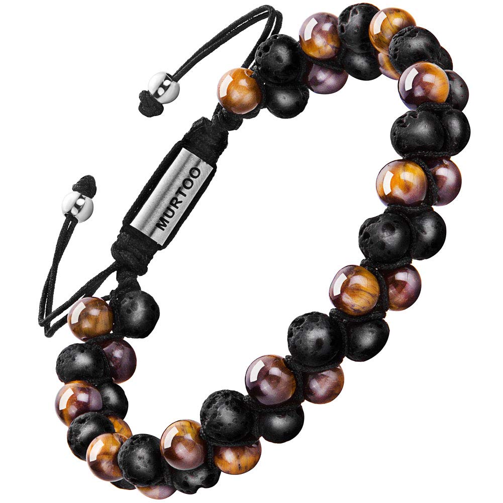 murtoo Bead Chakra Bracelets for Men and Women, Double-layered Healing Yoga Crystals Beaded Bracelet, Natural Stone Mens Bracelet for Meditation, Relax Anxiety