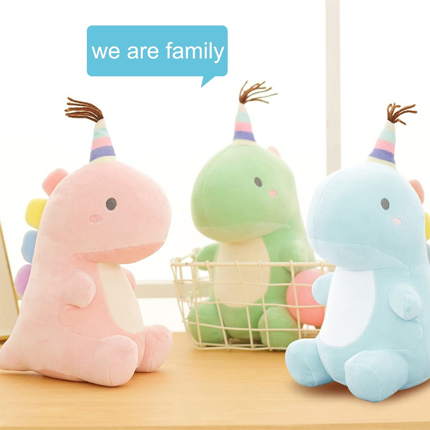 VHYHCY Stuffed Animal Plush Toys, Cute Dinosaur Toy, Soft Dino Plushies for Kids Plush Doll Gifts for Boys Girls (Green, 13.8 Inch)