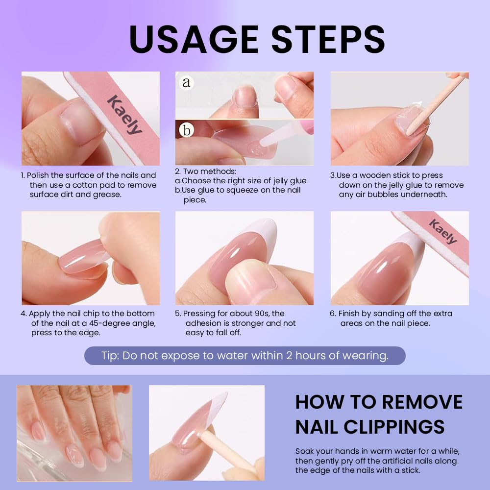 evpct Pearl White Glazed Press On Nails Short Almond, Beige French Tip Chrome Glazed Glossy Stick on Nail for Women Gift, Reusable Full Cover Soft Gel Press on Fake Nail with French Tip Design