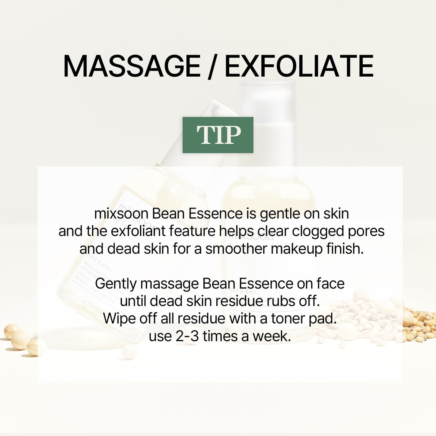 mixsoon Bean Essence-Exfoliating, Hydrating, Fermented Bean Extract, Gentle Formula for Smooth Skin 20ml / 0.68 fl.oz. Korean Glass Skin Care