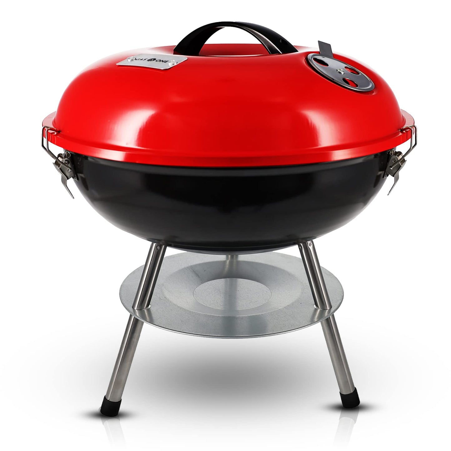 Gas One â 14-inch Portable Barbecue Grill with 3-Point Locking Lid for Heat Preservation â Dual Venting System â Small Charcoal Grill for Backyard, Camping, Boat