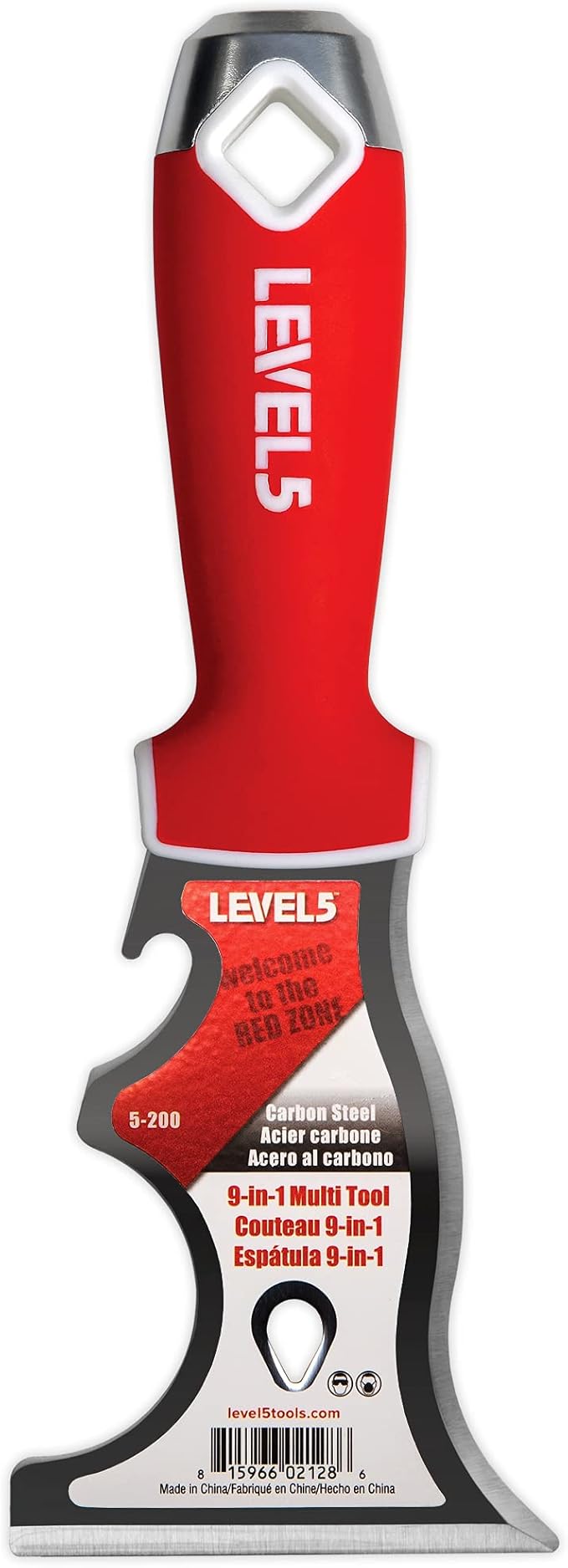 9-In-1 Painterâs Tool - LEVEL5 | Multi-Use Knife, Hardened Carbon Steel | Metal Hammer End | Pro-Grade Finishing Tools | 5-200