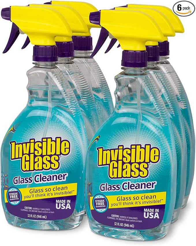 Invisible Glass 92194-6PK Premium Glass and Window Cleaner Spray â Cleans Glass, Windows, Mirrors, Shower Doors, and More â Streak-Free, Ammonia-Free, Tint-Safe â 32 fl oz (Pack of 6)
