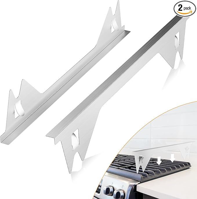 ItsNio 2Pack Upgrade 316 Stainless Steel Stove Gap Covers, Stove Gap Filler, Oven Gap Filler, Oven Side Gap Filler, Range Trim Kit, Heat Resistant and Easy to Clean, Length 23.4" Width 0.78"(Silver)