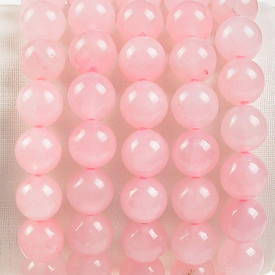 MASSIVE BEADS Natural Power Gemstone Crystal Beads Unisex Adjustable Macrame Bracelets 8mm (Rose Pink, 8mm)