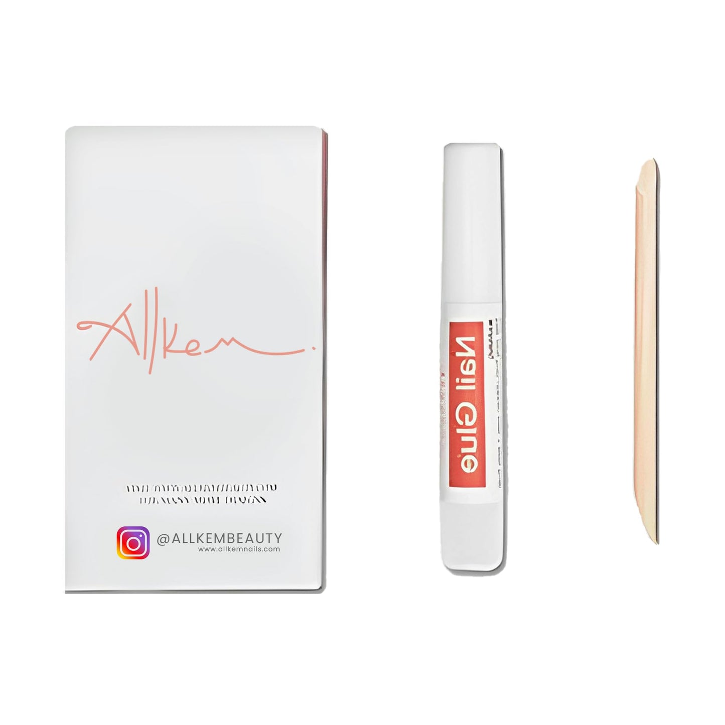 Allkem Berry Glam Press on Nails | Glossy Long coffin | 10 sizes - 20 pcs Ballerina Nail kit with Glue