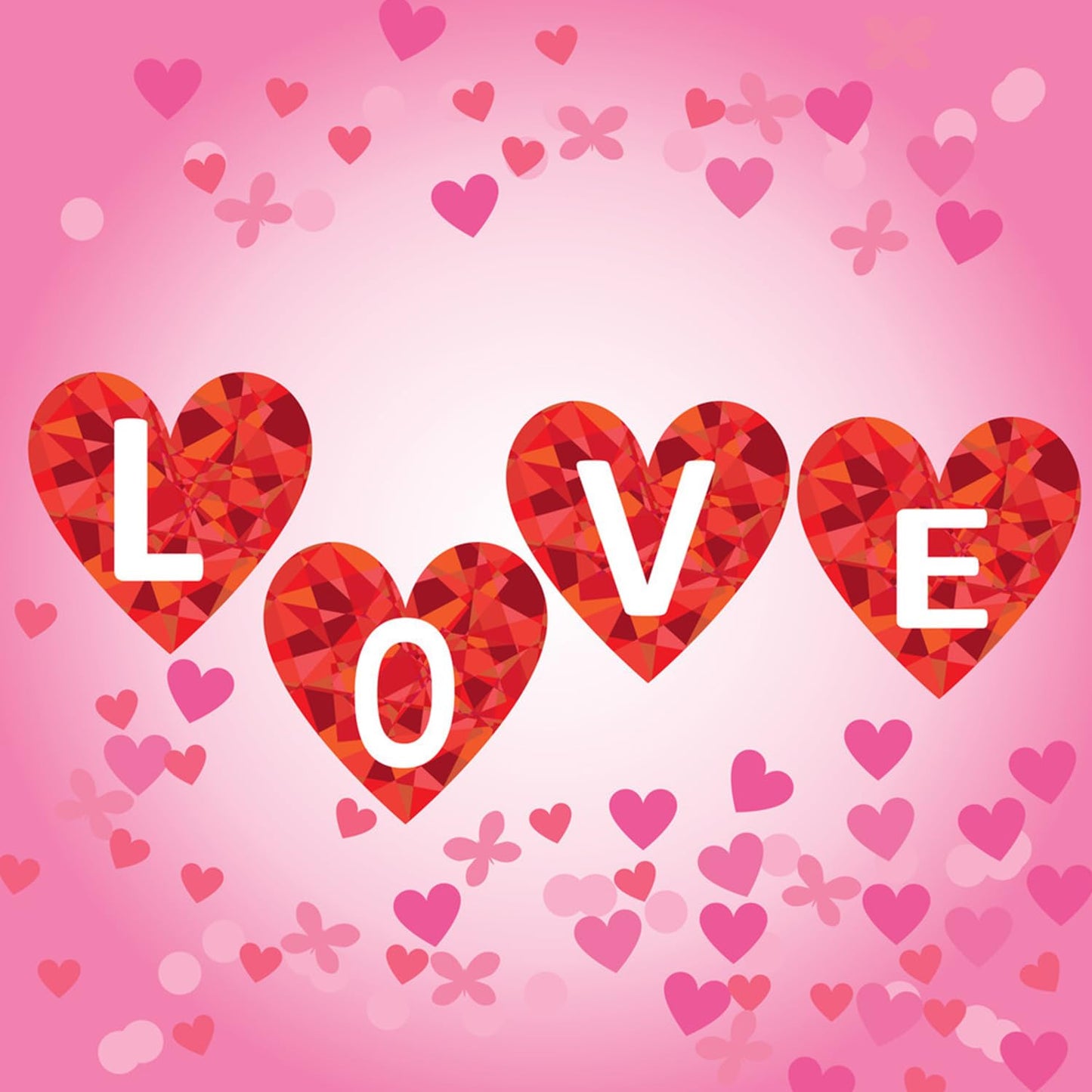 Valentines Press on Nails Short Square Artificial Acrylic Fingernails French Glitter Fake Nails Red Love with Rhinestones Coffin Nail Full Cover Glossy Heart Press Ons Nail Women Festival Manicure