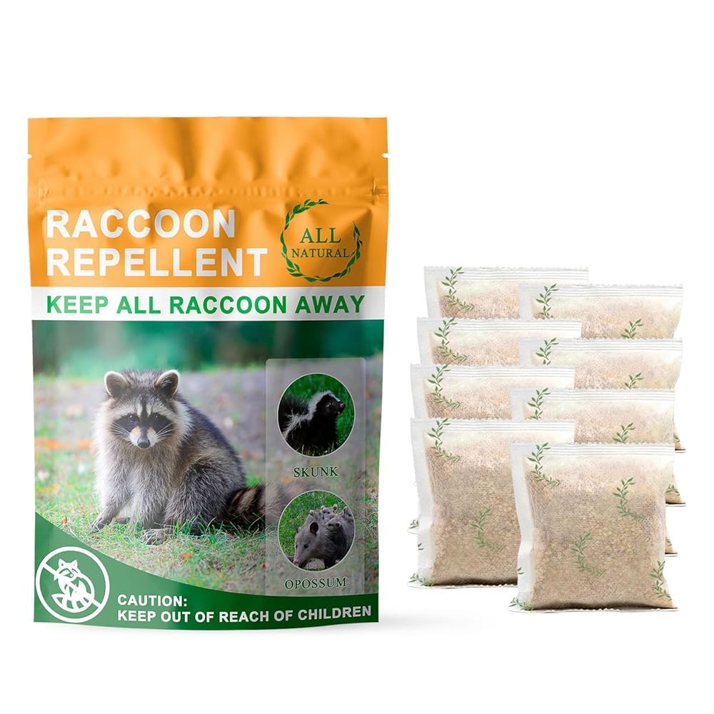 Natural Raccoon Repellent Granules â 8-Pack (25g per Bag) | Eco-Friendly, Non-Toxic & Long-Lasting Protection with Garlic, Peppermint & Wintergreen Oils | Safe for Pets and Children