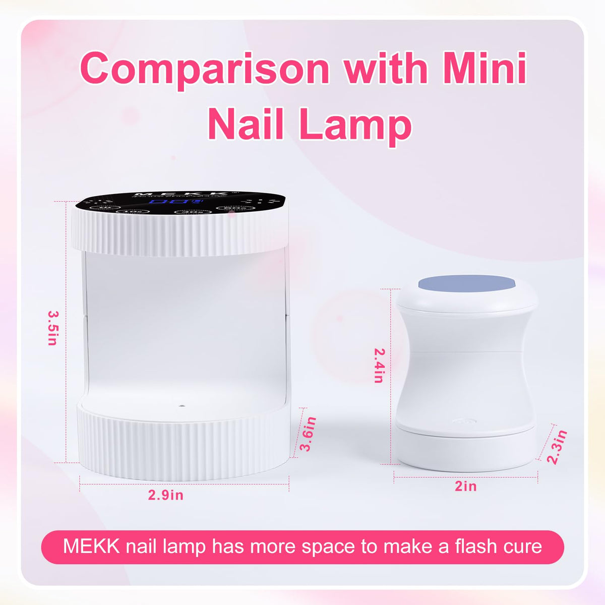 MEKK Cordless Mini UV Light for Gel Nails - 24W Rechargeable Mini UV LED Nail Lamp with Touch Control & Auto Sensor,Small Flash Cure Lamp,4 Timers,Portable Nail Light for Tavel & Home Use(White)