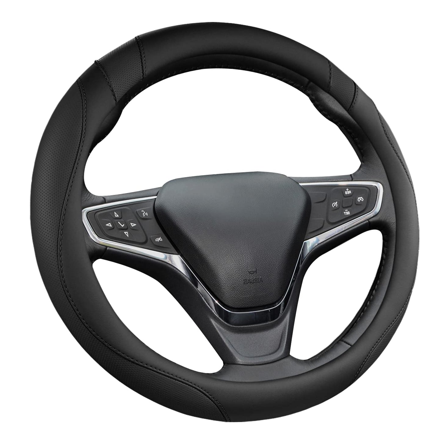 West Llama Customized Auto Car Steering Wheel Cover for Chevy 14.5-15 inches, Steering Wheel Cover for Chevrolet (Black+Red - Standard Size)