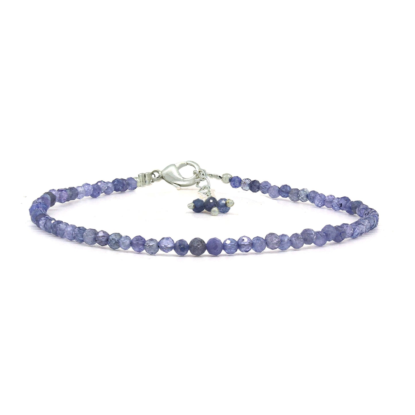 Gempires Handmade Tanzanite Gemstone Beaded Bracelet for Women | 2.4โ2.5 mm Faceted Natural Stone | Adjustable 7+1 Inch Silver Plated Chain | Dainty Minimalist Stacking Jewelry | December Birthstone Gift