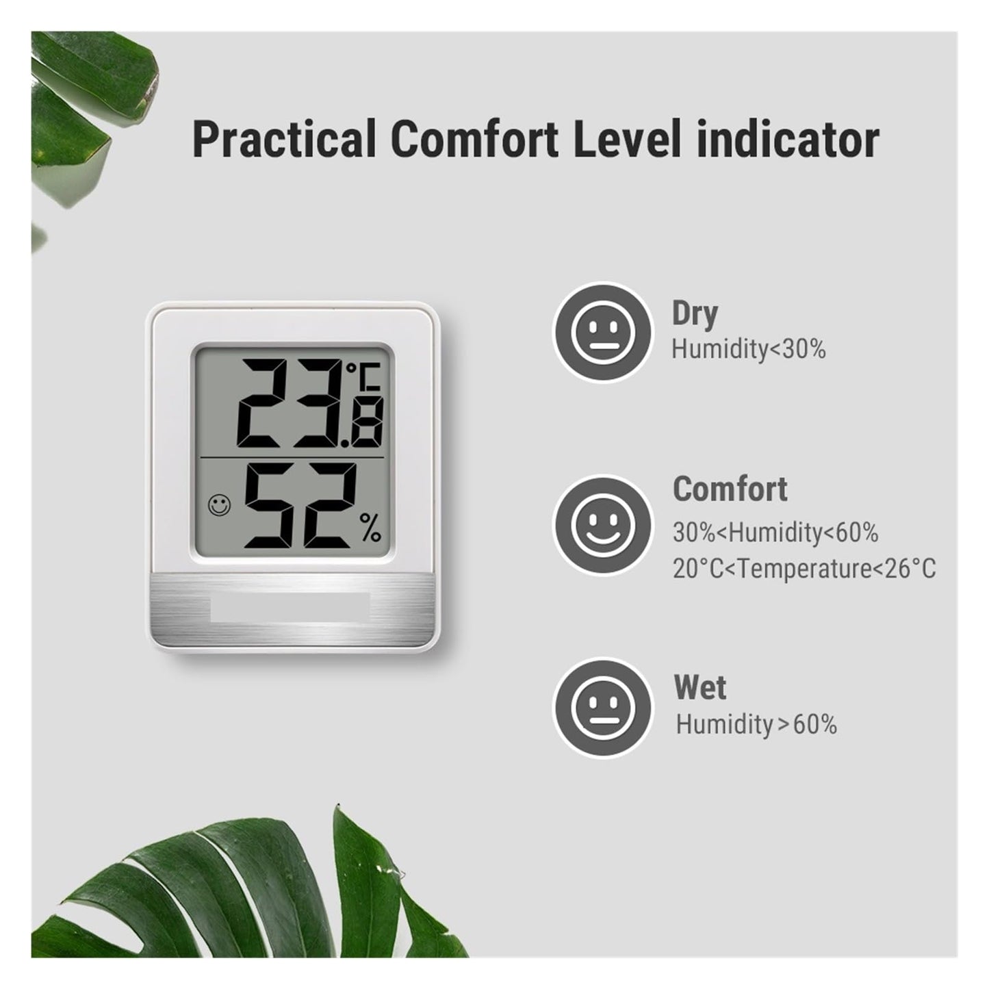 CVGfko Digital Thermometer Hygrometer Indoor Weather Station for Home Mini Room Thermometer Temperature Humidity Monitor,White