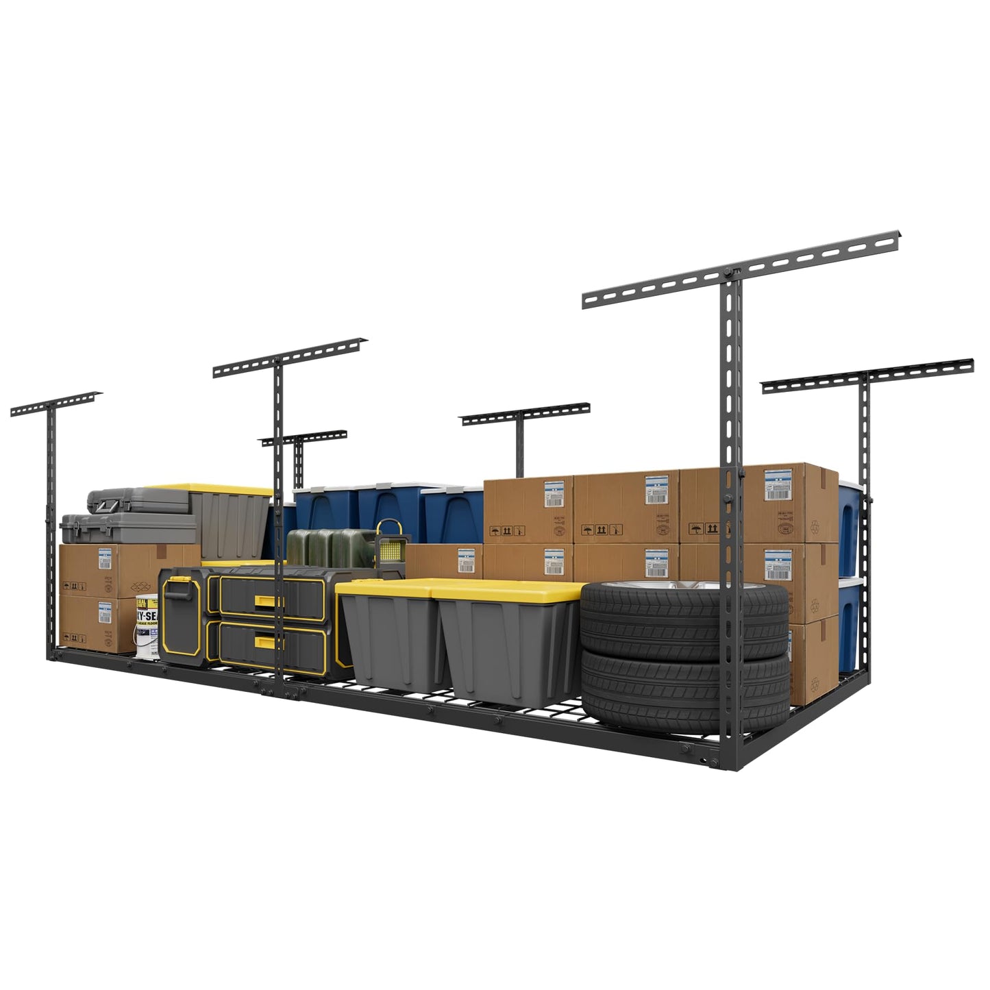 Jusgym 4X8FT Overhead Garage Storage Rack and 2-Pack 1.5x4ft Garage Shelving Wall Mounted