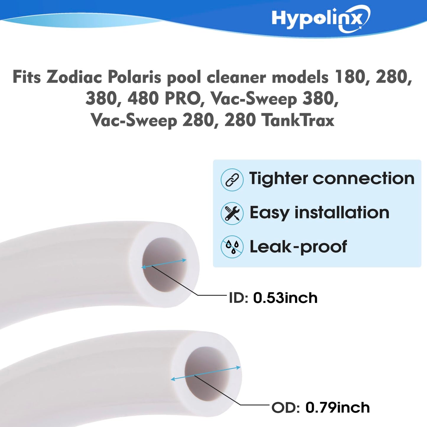 Hypolinx Polaris Compatible Pool Cleaner Hose Replacement โ Gen2 10 Ft Feeder Hose for Polaris 280 380 180 & D45 โ Tangle-Free Design (Not for 360)
