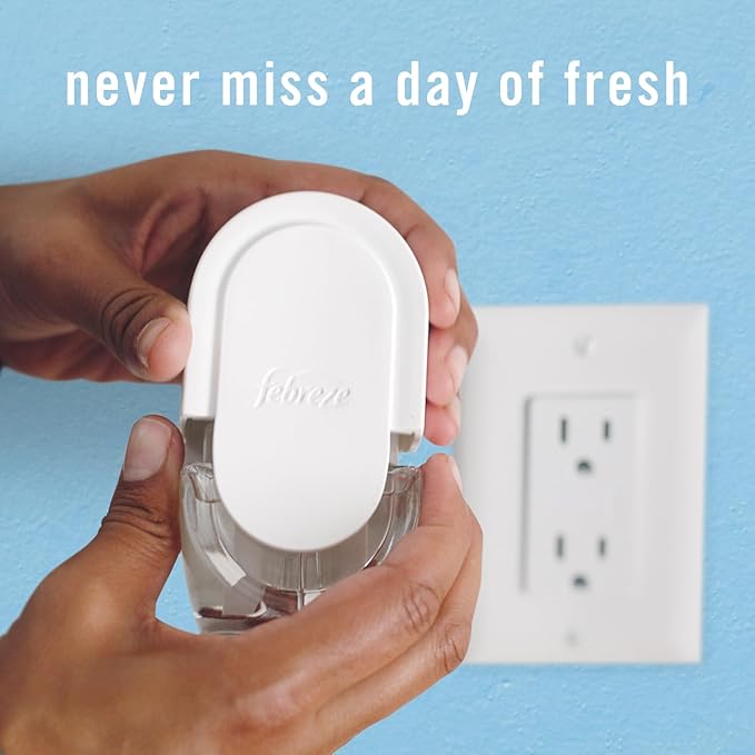 Febreze Plug-In Air Freshener, Odor-Fighting Scented Oil Starter Kit, Air Fresheners for Home, Bathroom and Kitchen, Long Lasting, Gain Original Scent, Warmer + 4 Refill, Multicolor