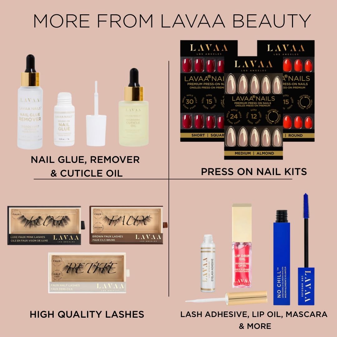 NATURAL FRENCH Press-On Nails by Lavaa Beauty | Short Square | Thin French Tip on Glossy Nude Base