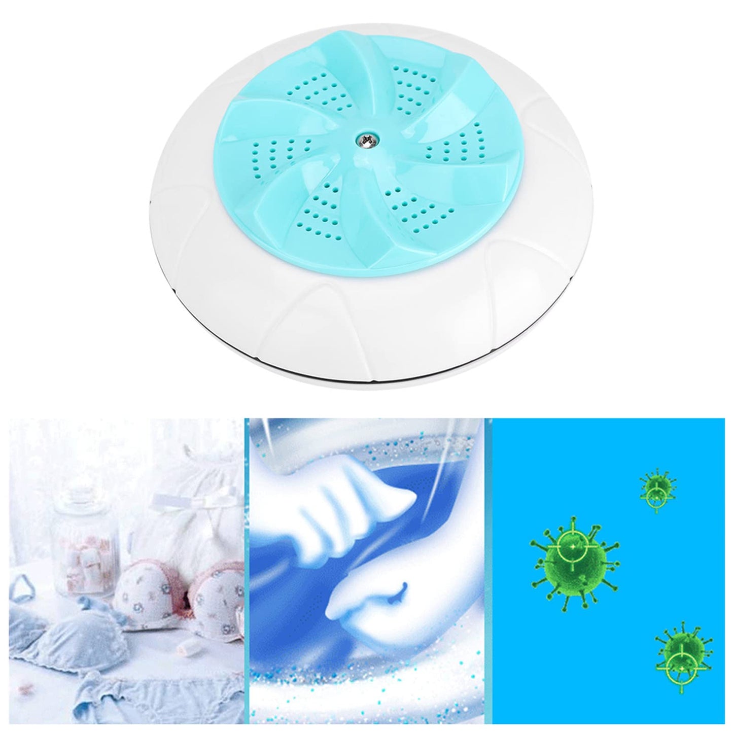 Portable Mini Ultrasonic Washing Machine, Travel Size Turbo Cleaner, Green